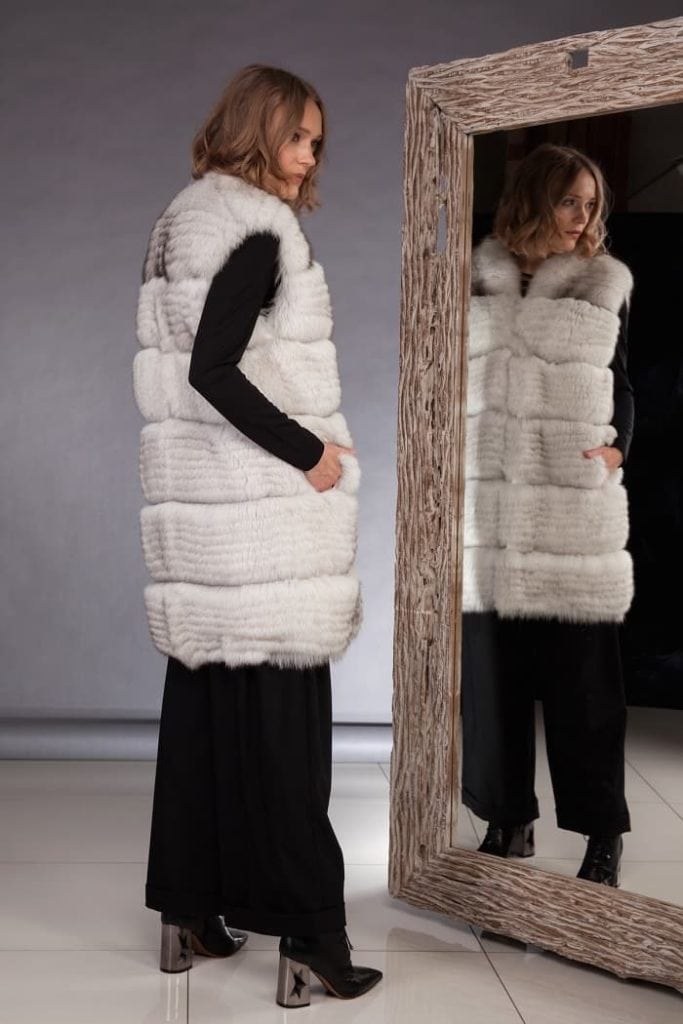 How to wear white fox fur vest