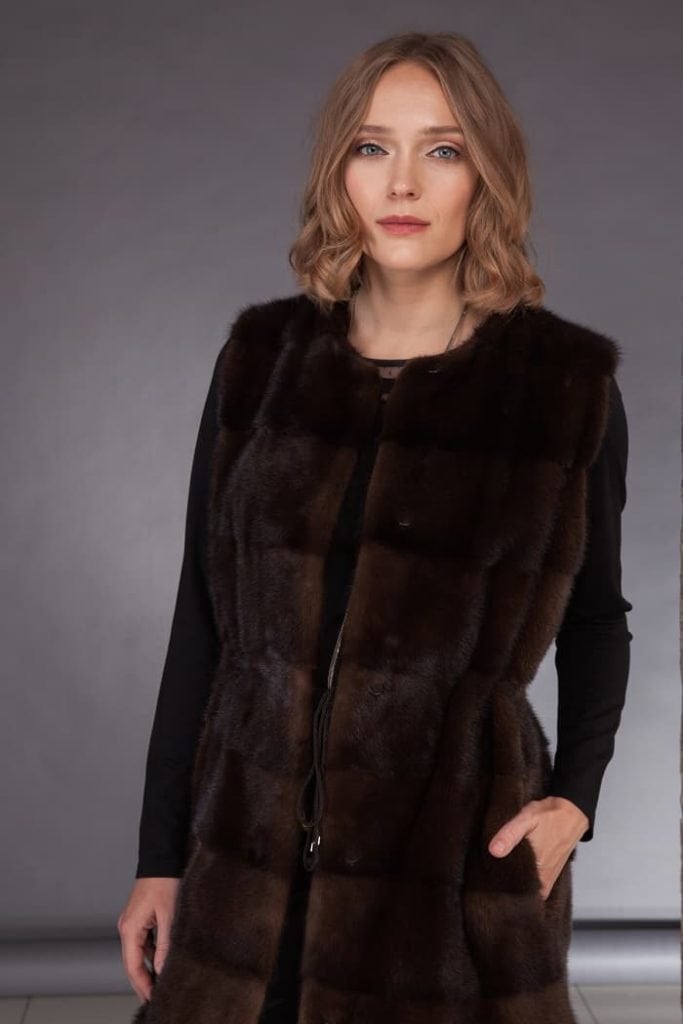 Long mink fur vest