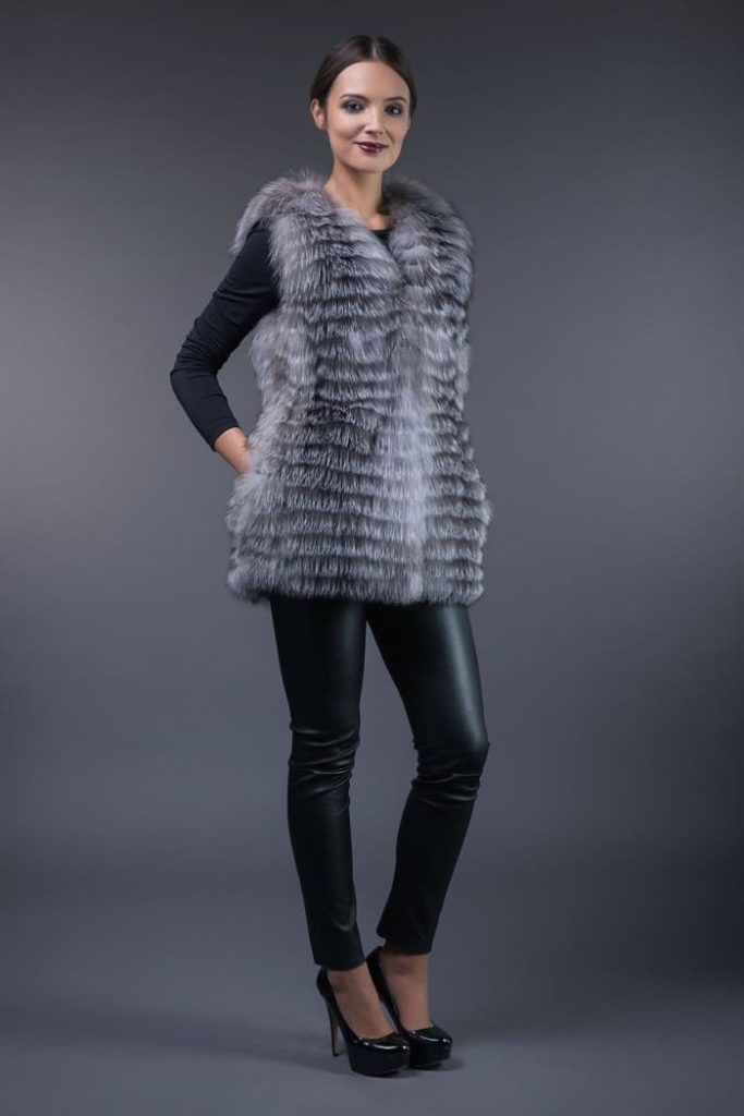 Short silver fox vest - gilet