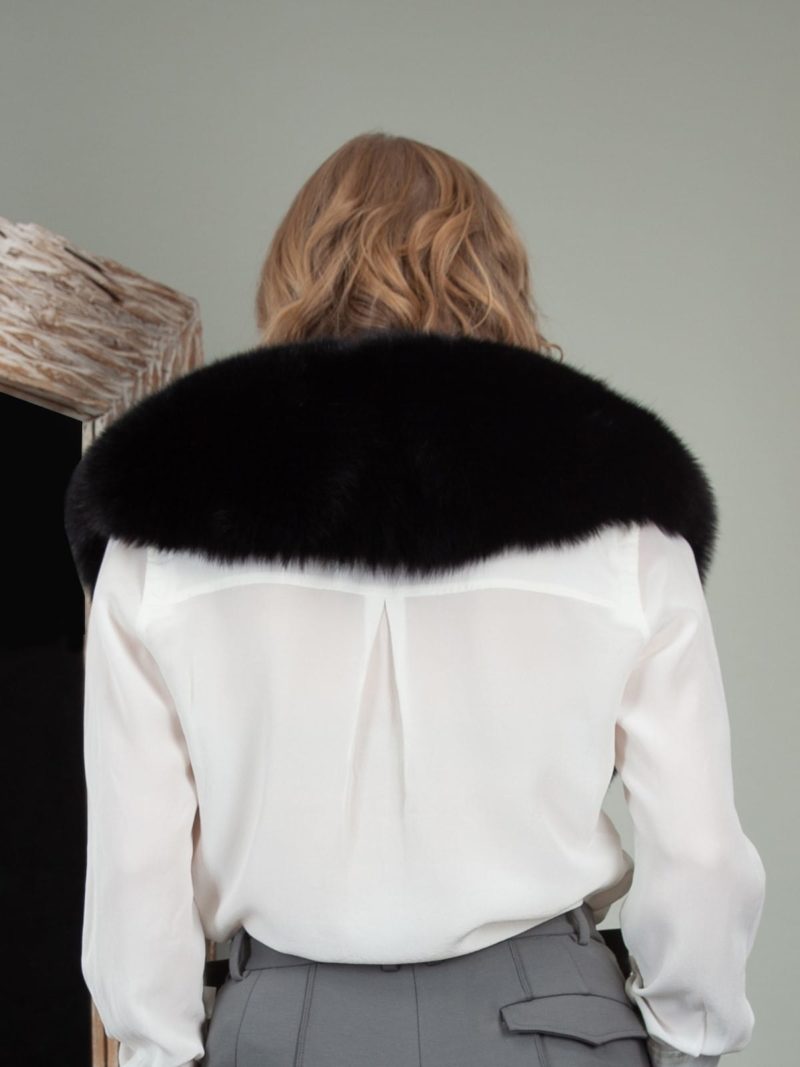 classic black fox fur wide collar wrap