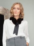 Black mink fur scarf tied with atlas band from NordFur