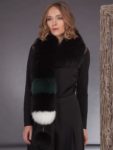 Multicolor fox fur scarf with pom pom