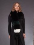 Multicolor fox fur scarf with pom pom