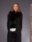 Multicolor fox fur scarf with pom pom