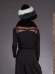 Multicolor fox fur scarf with pom pom hat