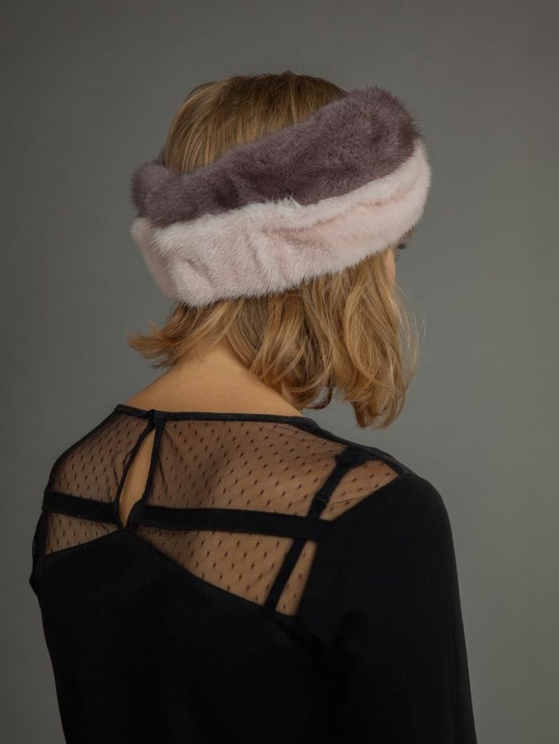 Multi color mink fur headband
