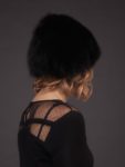 Knitted & stretchy black fox fur hat