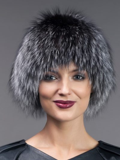 Knitted Wool & Silver Fox Stretchy Fur Hat | NordFur