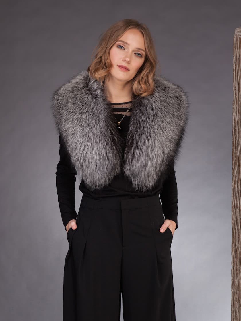 Silver Fox Fur Collar for Coats 