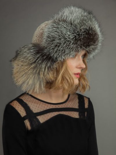 Russian Style Sheepskin & Fox Fur Ushanka Hat | NordFur