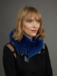Blue fox fur scarf tied with atlas band