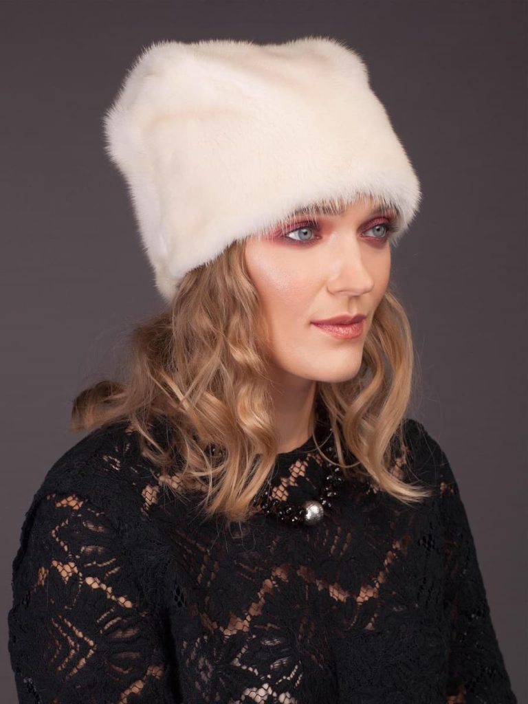 Natural Crystal Mink Fur Hat Handmade by NordFur