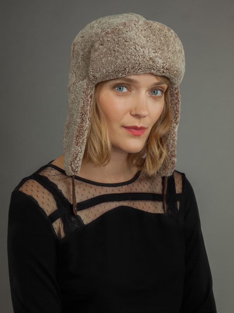 Sheepskin russian ushanka trapper hat