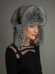 Silver fox fur russian ushanka trapper hat with ear flaps by NordFur