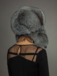 Silver fox fur russian ushanka trapper hat with ear flaps by NordFur