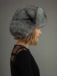 Silver fox fur russian ushanka trapper hat with ear flaps by NordFur