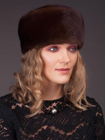 Vintage style brown mink fur hat by NordFur