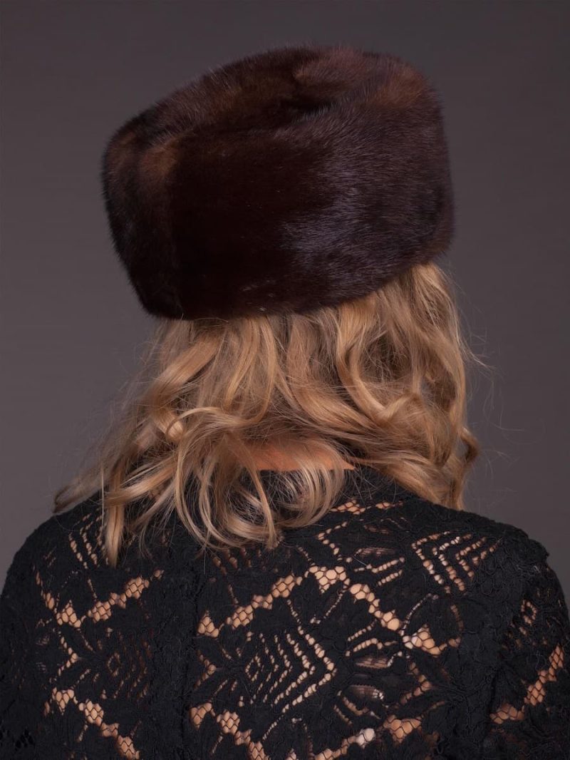 Vintage style brown mink fur hat by NordFur
