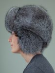 natural silver fox full fur russian hat with ears for men