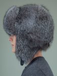 natural silver fox full fur russian hat with ears for men