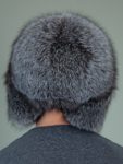 natural silver fox full fur russian hat with ears for men
