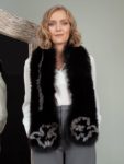 long black fox fur wide scarf collar wrap