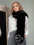 long black fox fur wide scarf collar wrap