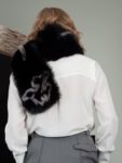 long black fox fur wide scarf collar wrap