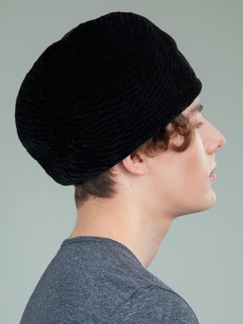 black mouton sheepskin cossack fur hat for men
