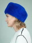 solid blue mink fur hat for women
