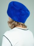 solid blue mink fur hat for women
