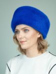 solid blue mink fur hat for women