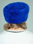 solid blue mink fur hat for women