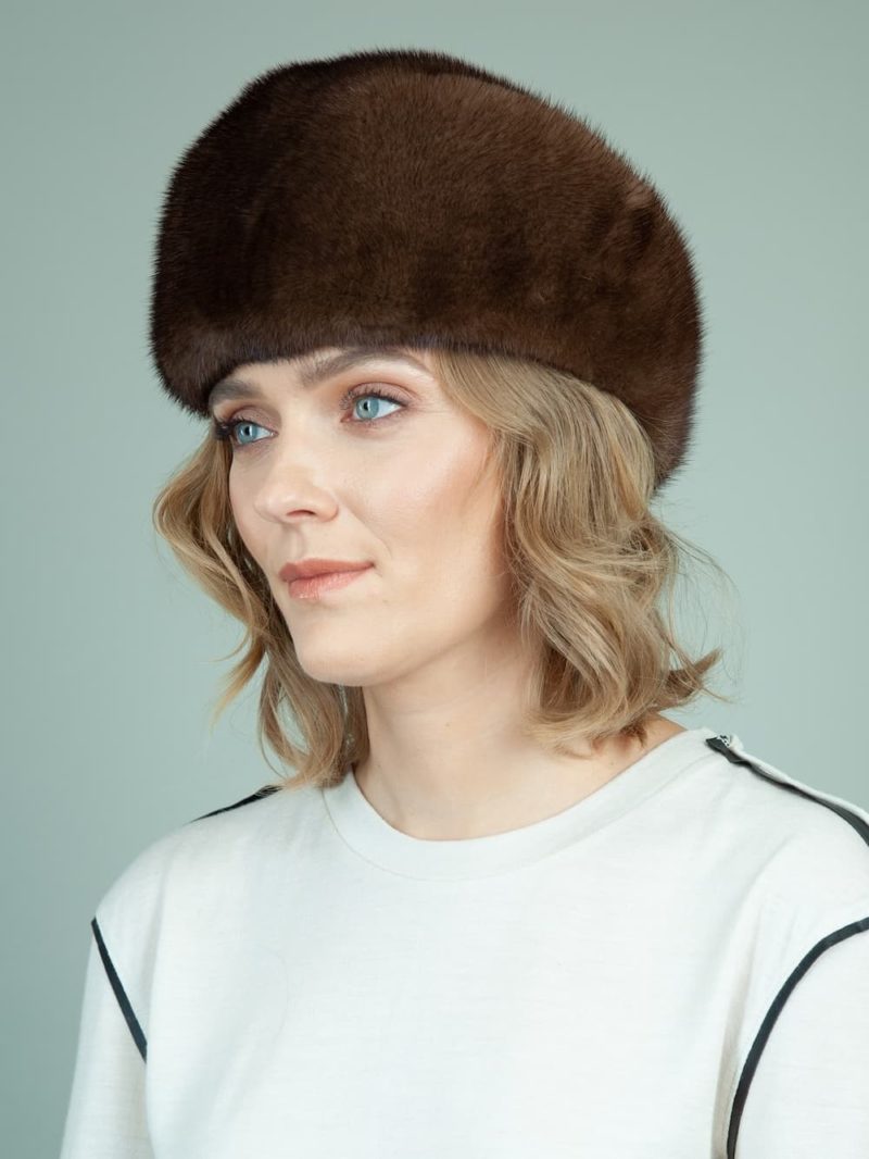 classic natural mink fur hat for ladies