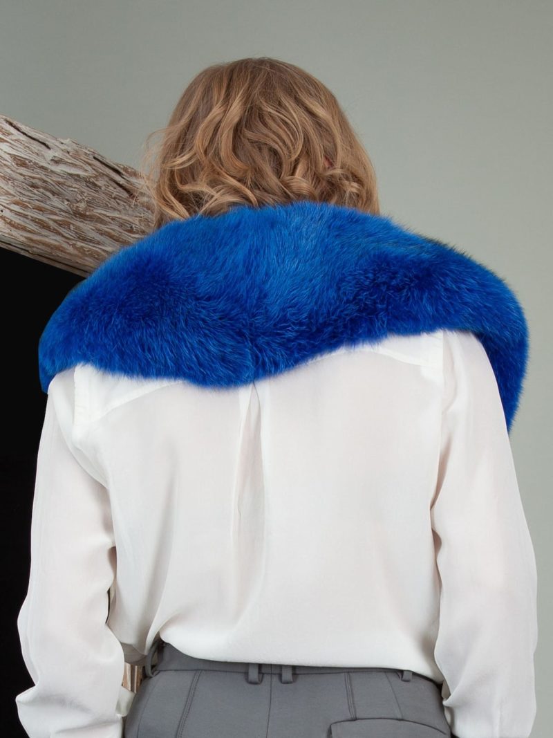 deep blue fox fur collar shoulder wrap