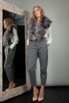 gray fox fur wide collar with decoration