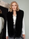 keyhole black fox fur long collar