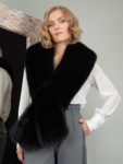 keyhole black fox fur long collar