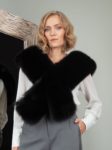 keyhole black fox fur long collar