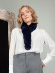 keyhole dark blue chinchilla rex rabbit fur scarf