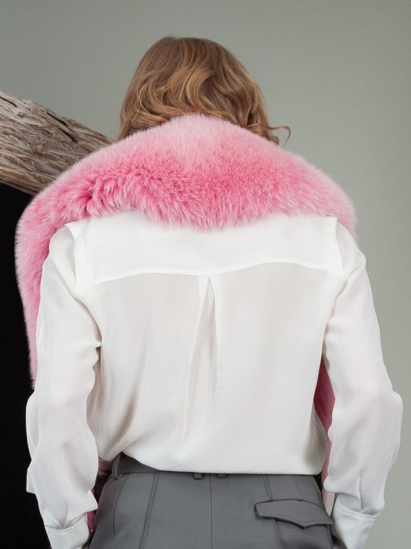 pink fox fur wide collar wrap