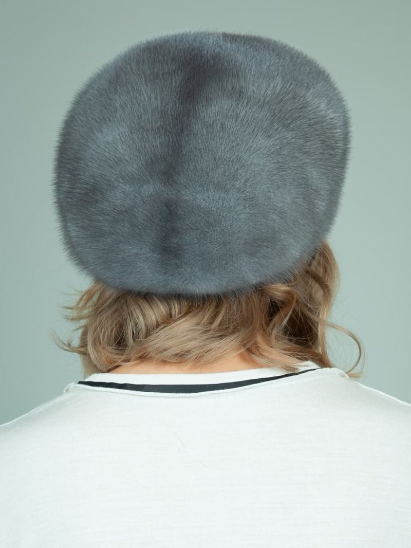 natural blue iris mink fur snap hat for women