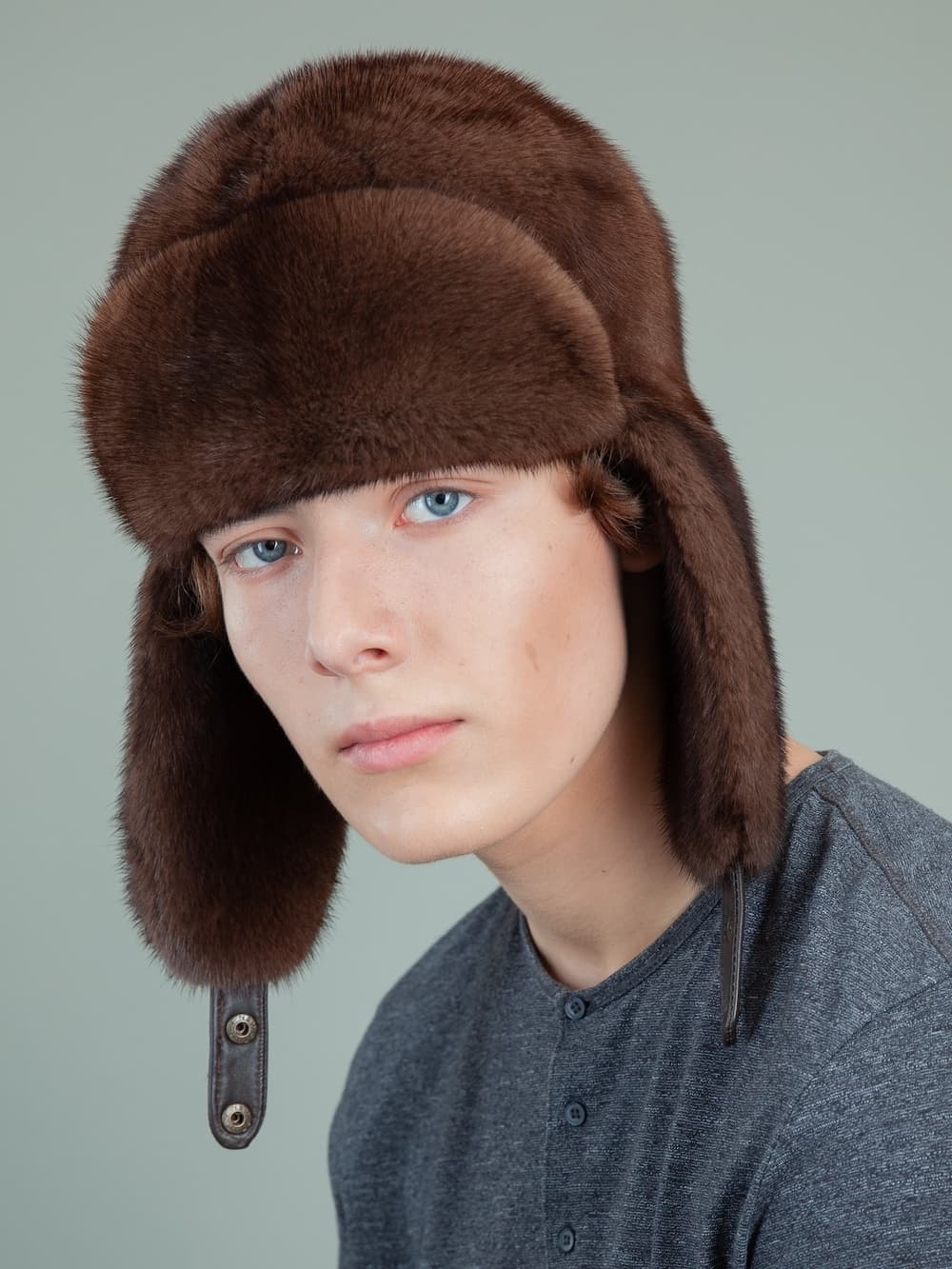 Natural Brown Mink Full Fur Trapper Hat