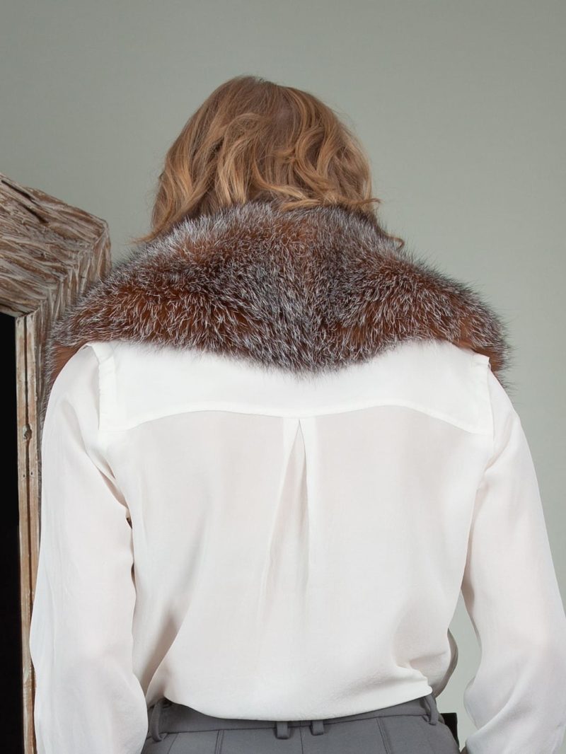 natural crystal brown fox fur wide collar for women