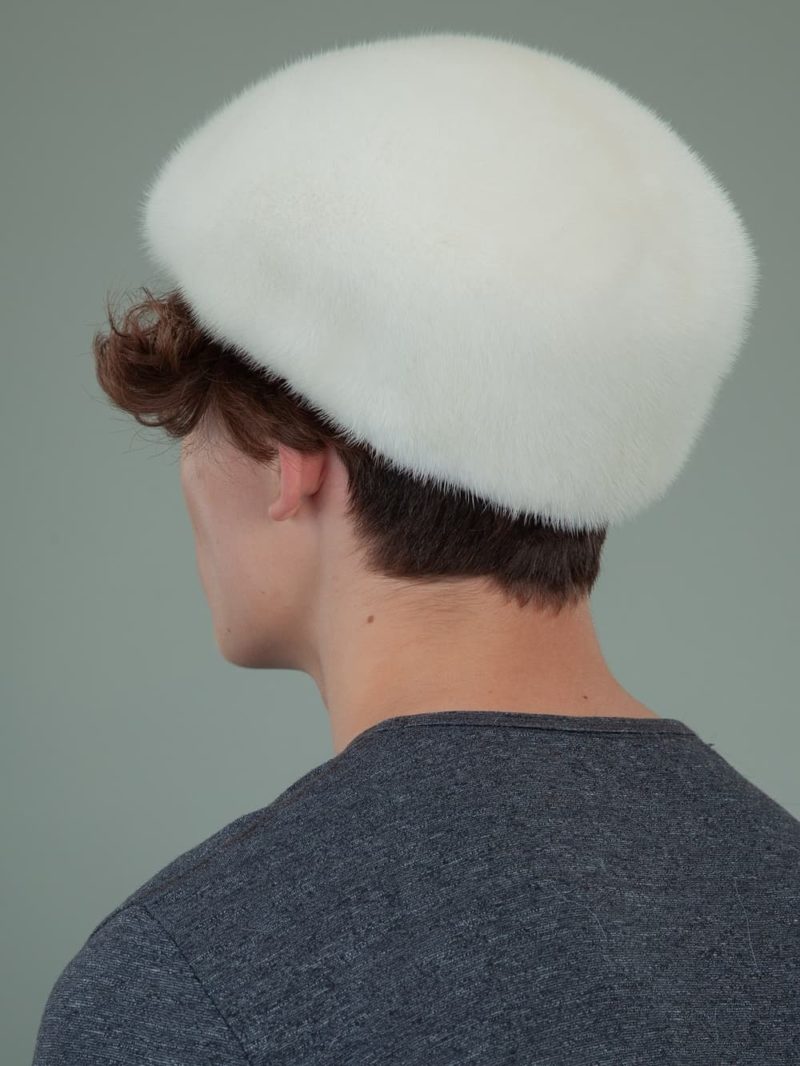 natural pearl mink fur snap hat for men