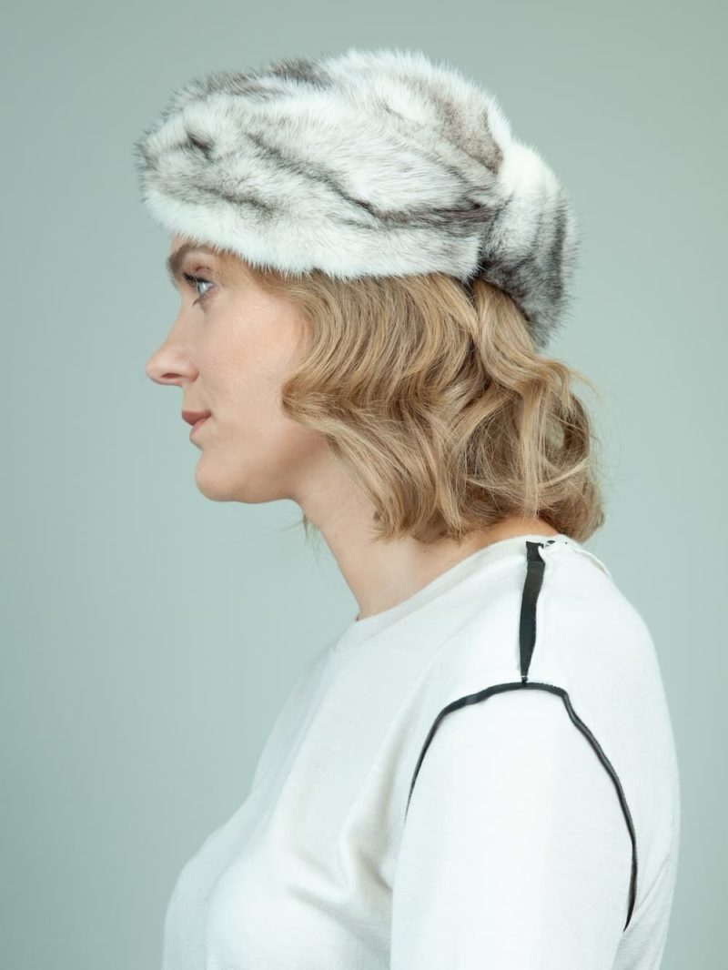 natural white cross mink fur headband head wrap for women