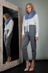 tied bright blue fox fur scarf