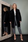 double-sided black fur lined merino sheepskin fur jacket for women