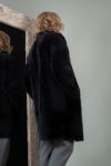 double-sided black fur lined merino sheepskin fur jacket for women