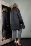 double-sided black fur lined merino sheepskin fur jacket for women